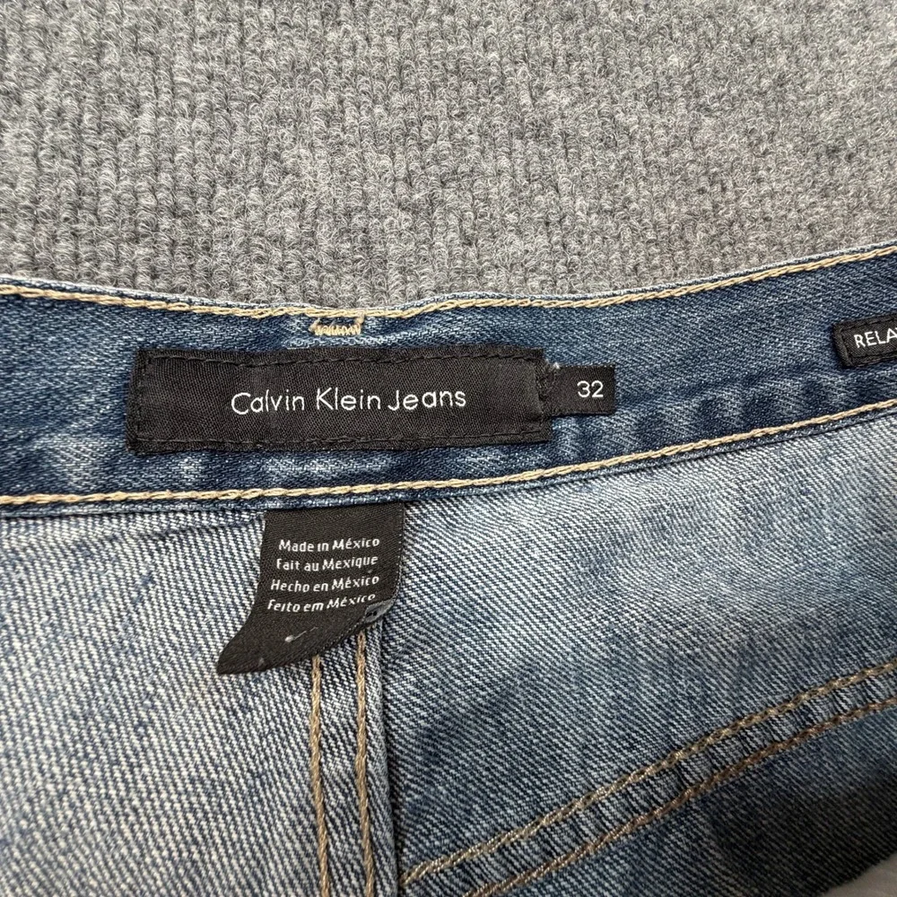 Calvin Klein Jeans Relaxed Straight Men 32x30 (Fits 32x28) Crazy Fade Distressed